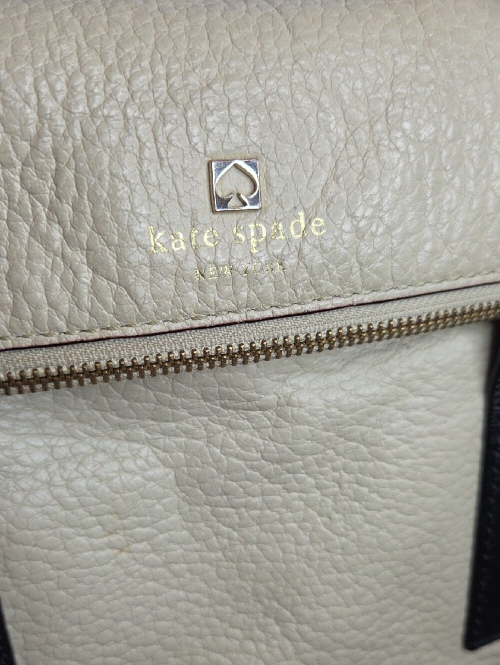 kate spade Two-Tone Cream and Black Leather Satchel - Picture 3 of 13